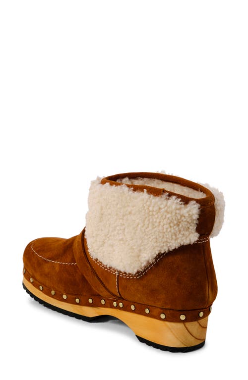 Free People Oak Faux Shearling Clog Bootie In Vintage Tan Suede