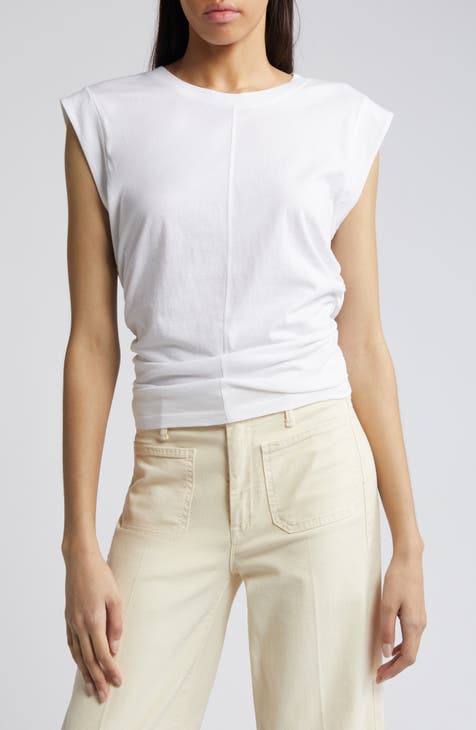 Ruched Cap Sleeve Cotton Top