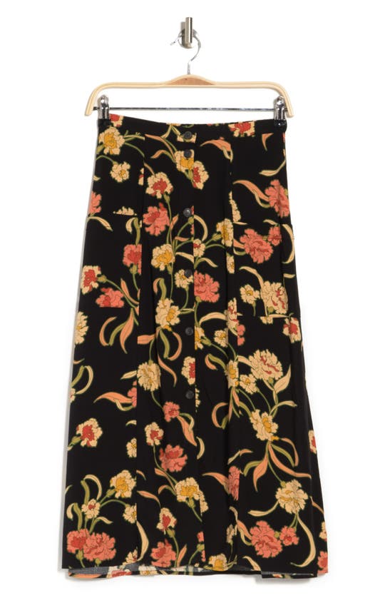 Daniel Rainn Floral Midi Skirt In M669 Black