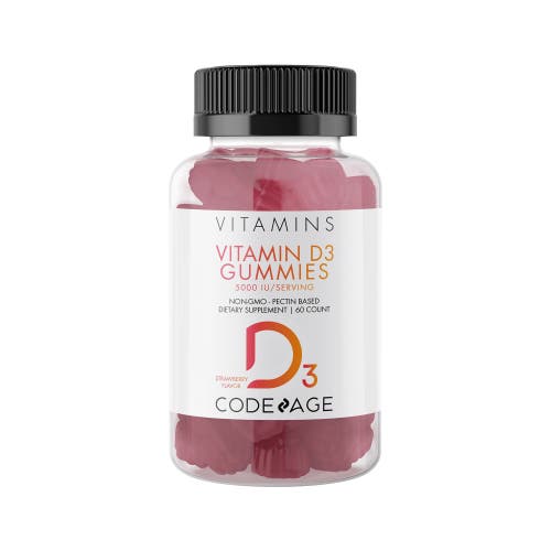 Codeage Vitamin D3 Gummies, Pectin-Based Chewable Vitamin D 5000 IU, Strawberry Flavor Vitamins Gummy, 60 ct in White at Nordstrom