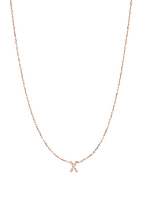 Initial Pendant Necklace in 14K Rose Gold-X