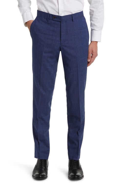 Ted Baker London Jefferson Check Wool Blend Dress Pants Navy at Nordstrom,