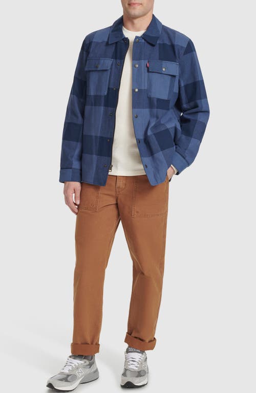 Shop Levi's Buffalo Check Water Resistant Flannel Shirt Jacket In Blue Plaid