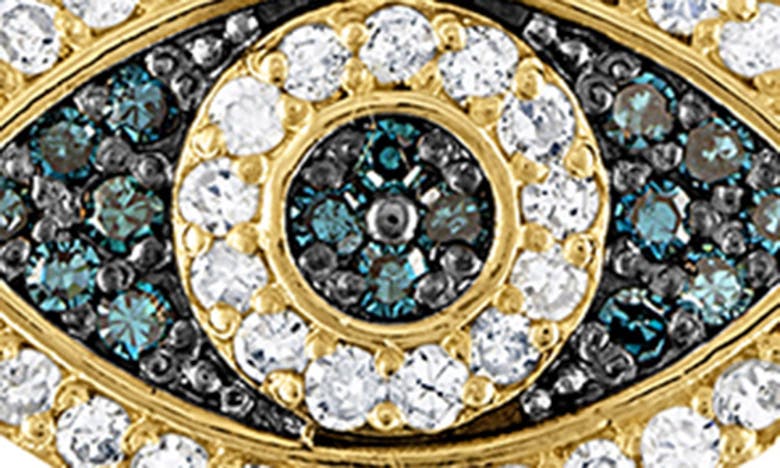 Fzn 10k Diamond Evil Eye Necklace In Blue