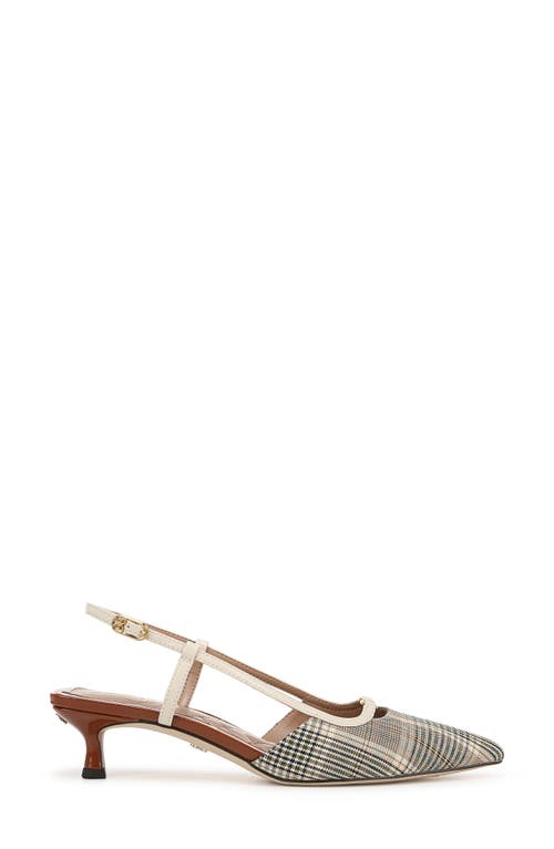 Shop Sam Edelman Toni Slingback Pointed Toe Kitten Heel Pump In Oat Multi/alpine Ivory