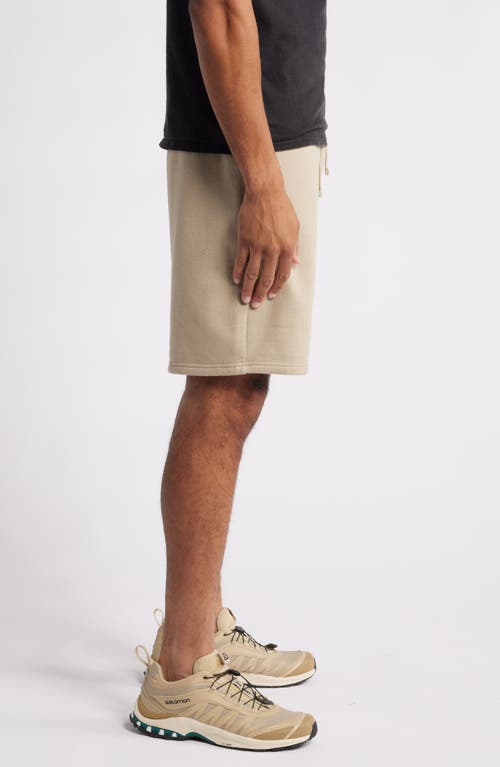 Shop Zella Cloud Fleece Shorts In Tan Aluminum