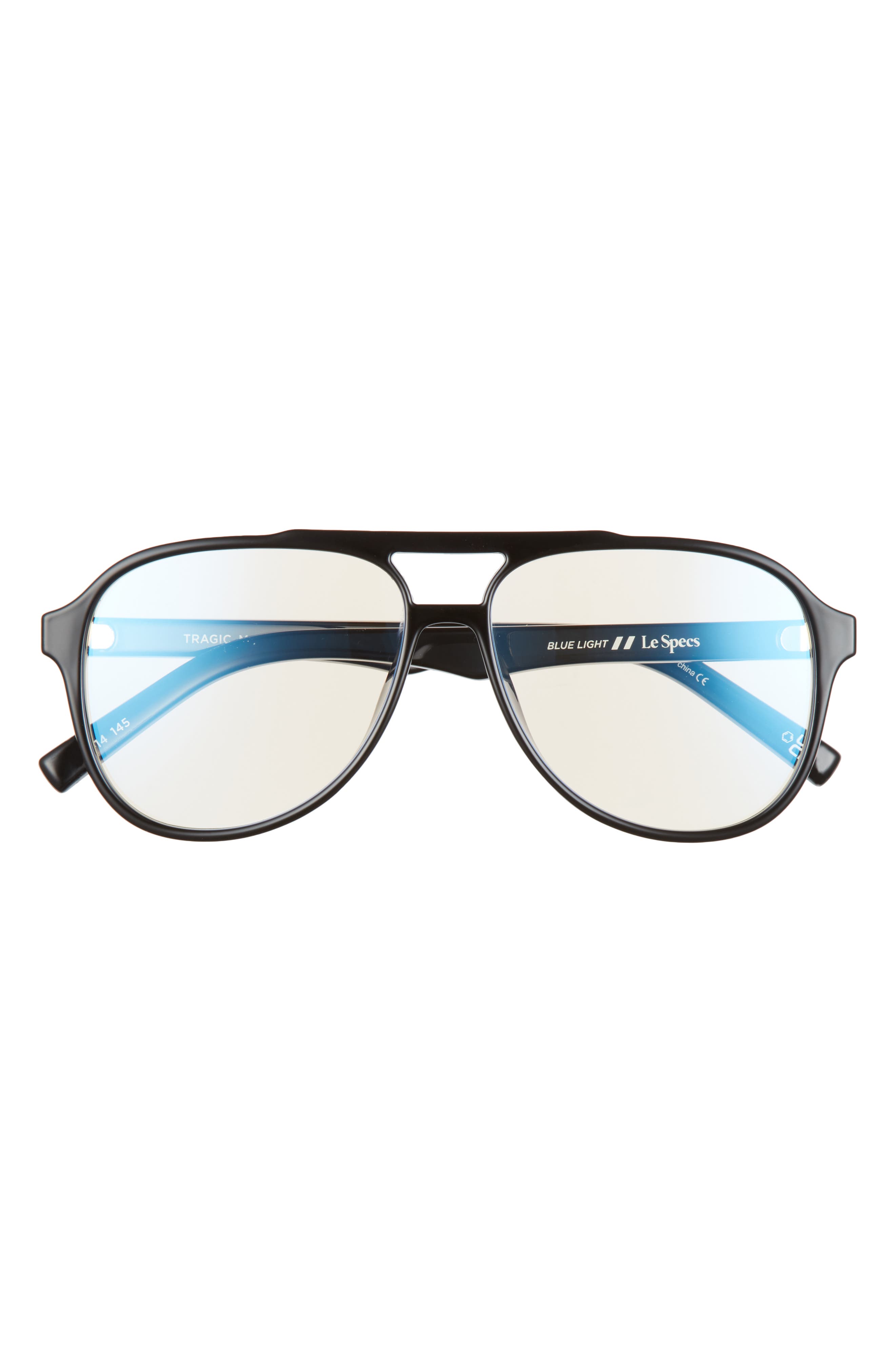 Le Specs Tragic Magic 52mm Round Blue Light Blocking Glasses in Black/Anti Blue Light at Nordstrom