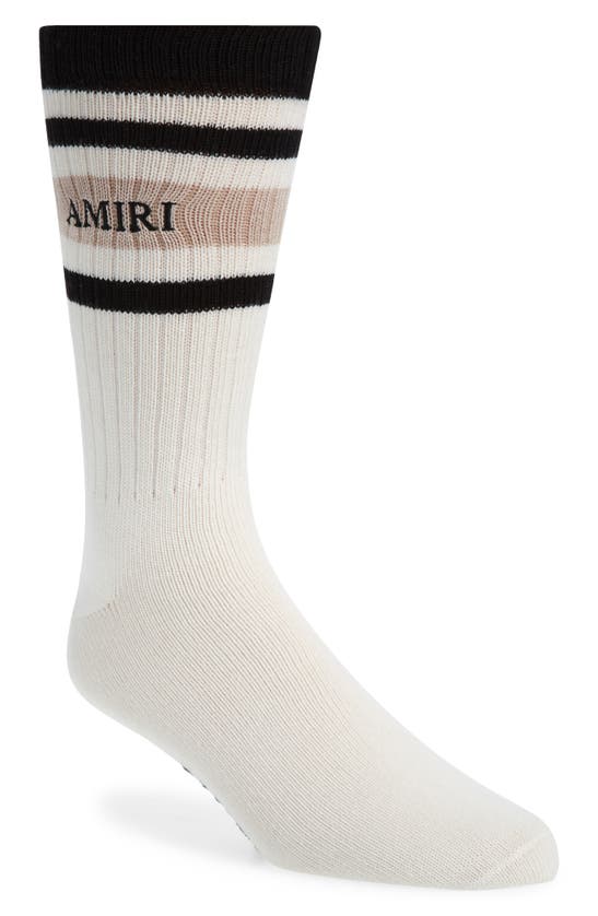 Shop Amiri Logo Stack Stripe Cotton Blend Socks In Birch