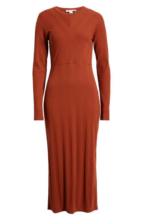 TREASURE & BOND TREASURE & BOND DIRECTIONAL RIB LONG SLEEVE COTTON BLEND KNIT DRESS