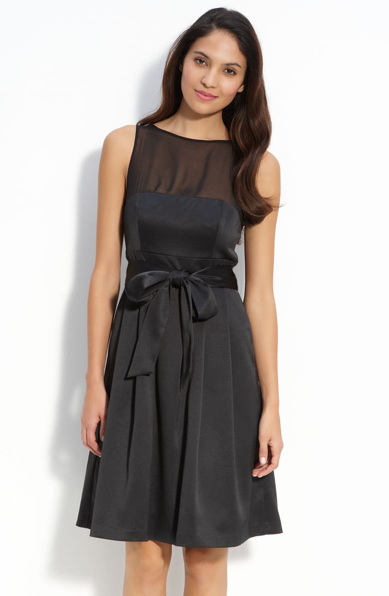 JS Collections Illusion Bodice Satin Dress | Nordstrom
