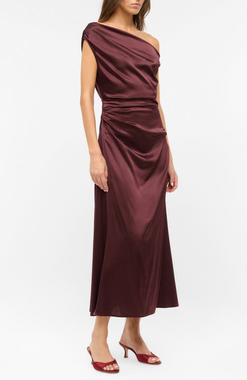 Shop Staud Phare One-shoulder Stretch Silk Dress In Merlot