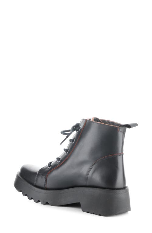 Fly London Metz Combat Boot In Black/ Red Java