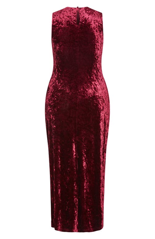 City Chic Mae Sleeveless Crushed Velvet Dress In Ruby