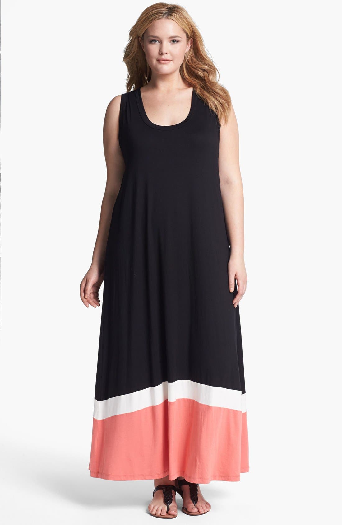 Karen Kane Contrast Hem Maxi Dress (Plus Size) Nordstrom