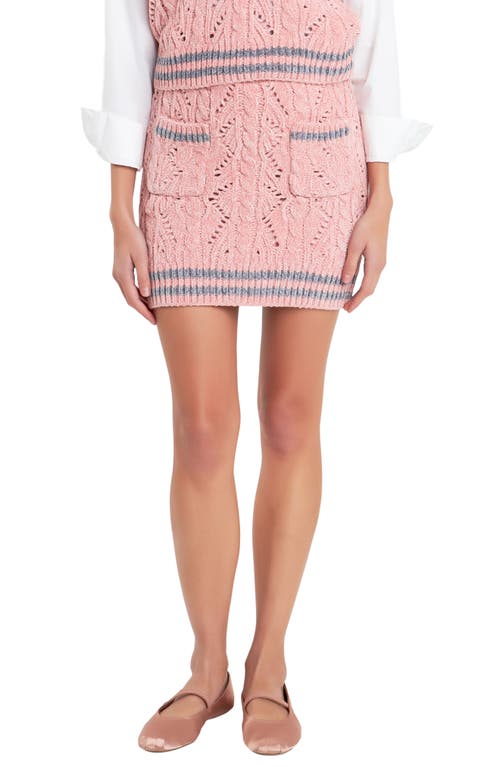 Chenille Miniskirt in Pink/Grey