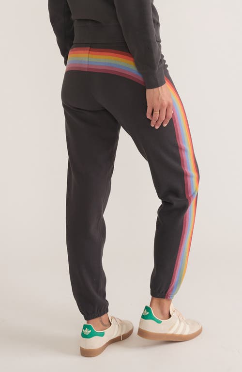 Shop Marine Layer Anytime Stripe Fleece Sweatpants In Washed Black Stripe