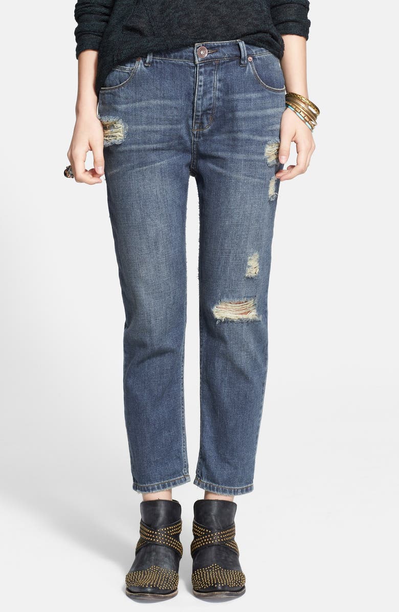 Free People Destroyed High Rise Boyfriend Jeans (Lotus) | Nordstrom