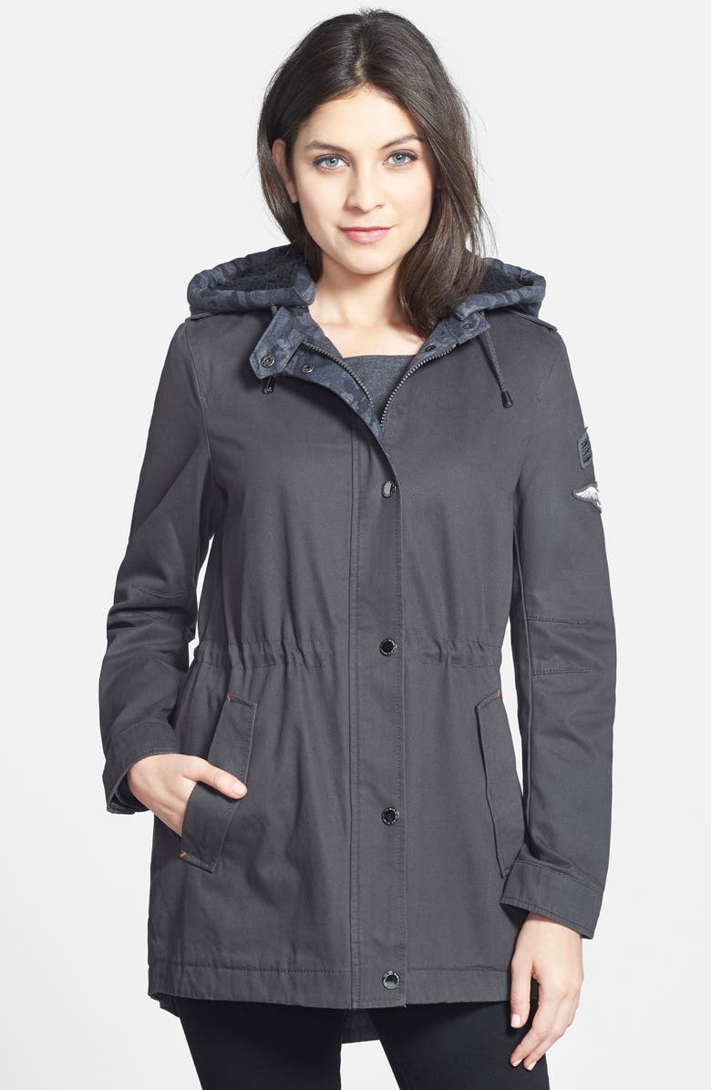 Halifax Twill Military Jacket with Removable Faux Fur Lined Hood ...