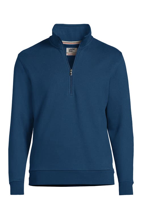 Shop Lands' End Long Sleeve Serious Sweats Half Zip Mock Sweatshirt In Evening Blue