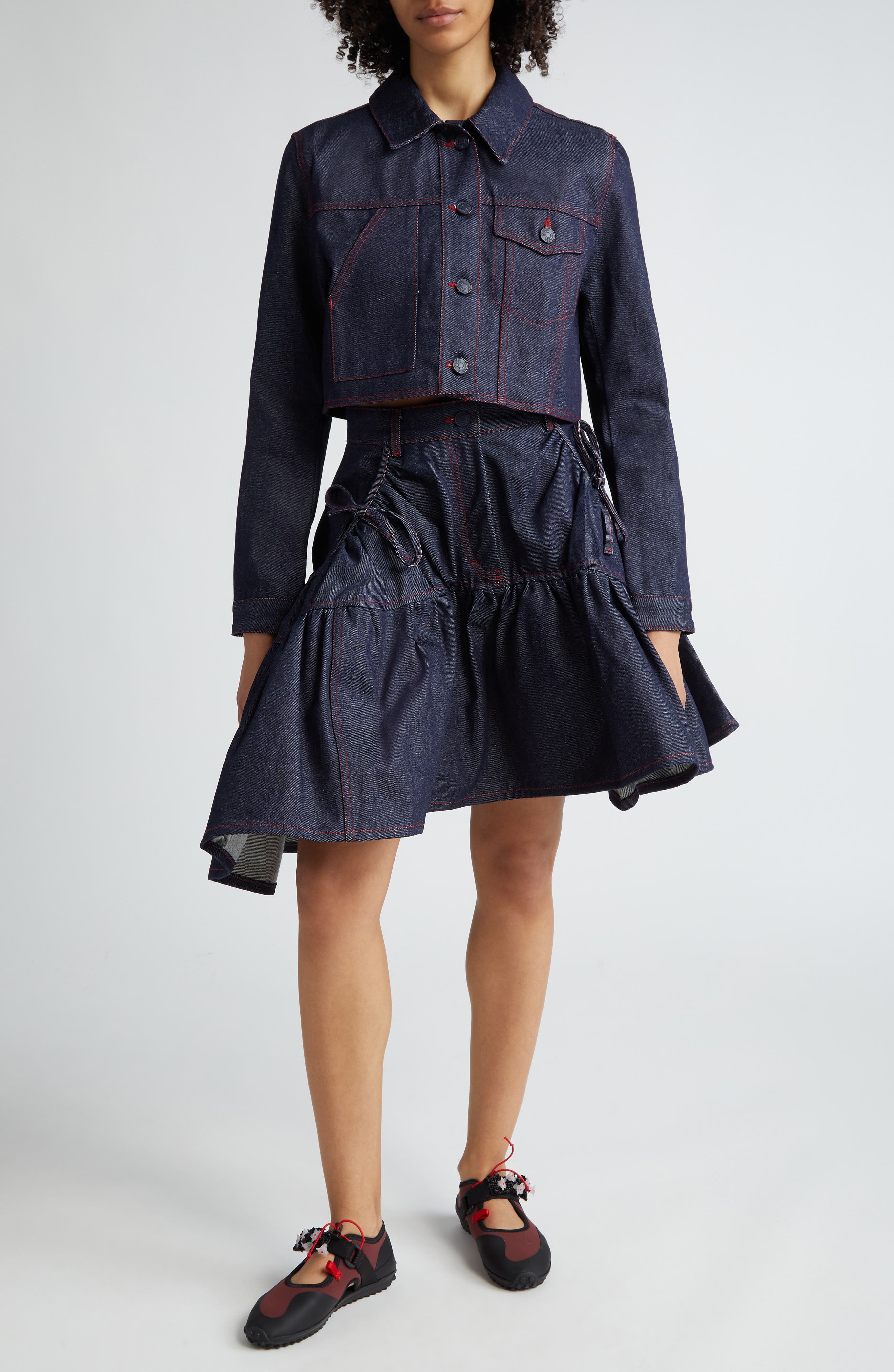 Cecilie Bahnsen Gloria Asymmetric Denim Skirt in Indigo | Smart Closet 