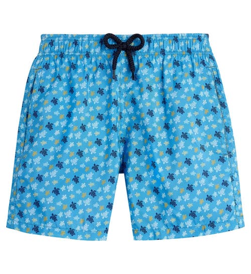 Vilebrequin Kids' Micro Ronde Des Tortues Rainbow Ultra-Light And Packable Swim Trunks in Bleu Hawai at Nordstrom