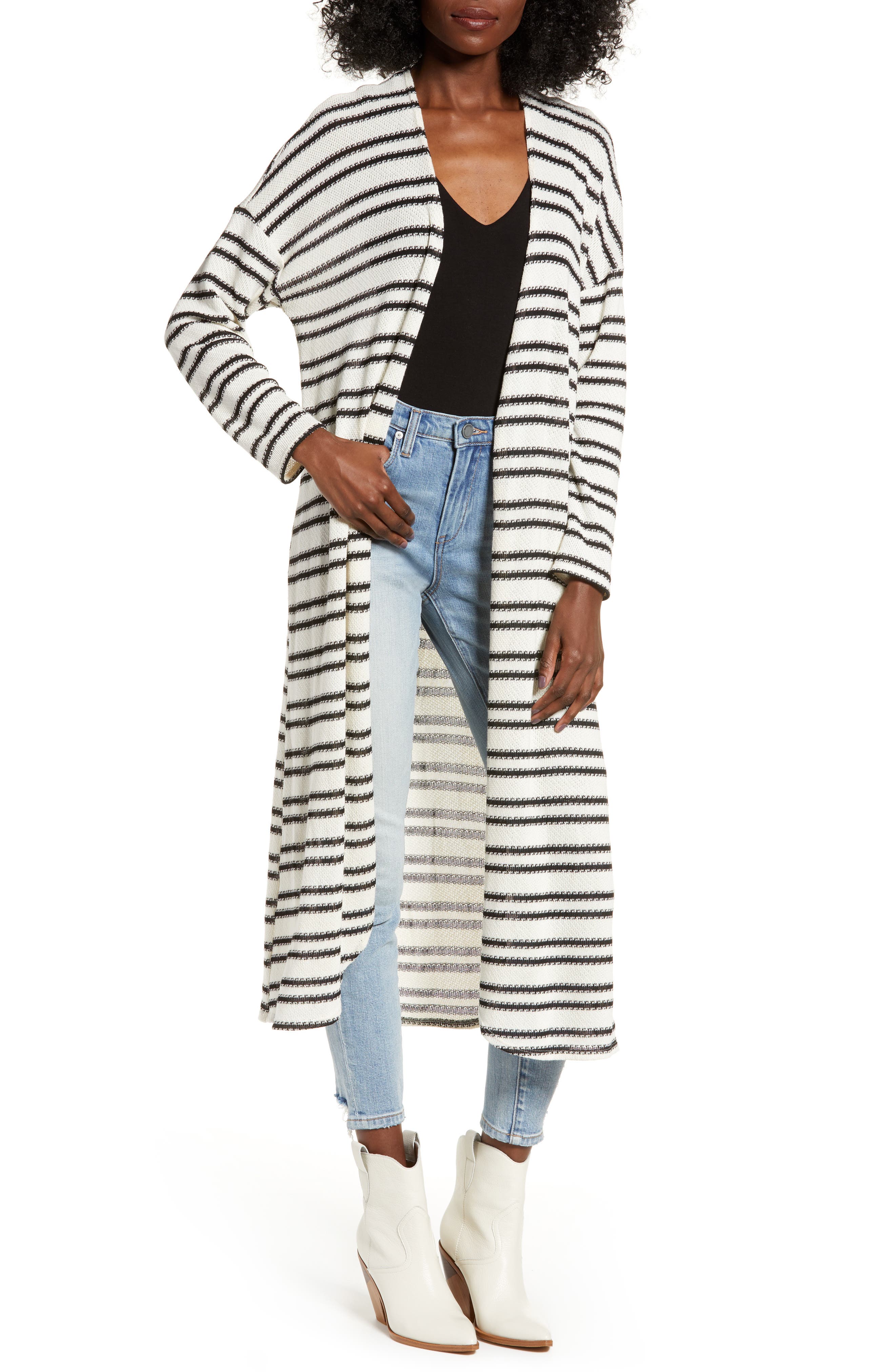 striped longline cardigan