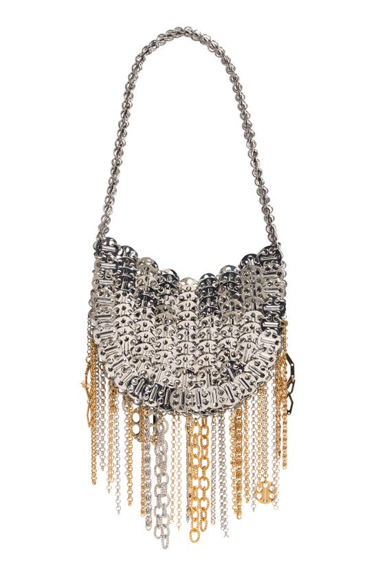 Rabanne 1969 Nano Iconic Tassel Shoulder Bag In Silver / Gold