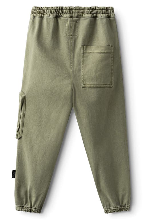 Shop Nununu Kids' Smile Cotton Graphic Cargo Pants In Olive