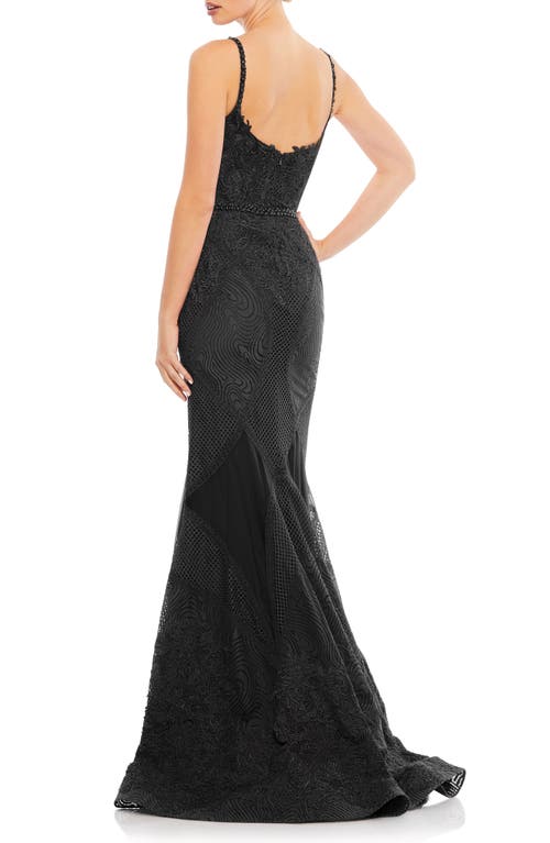 Shop Mac Duggal Mixed Embroidered Lace Mermaid Gown In Black