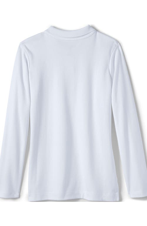 Lands' End School Uniform Girls Long Sleeve Feminine Fit Interlock Polo Shirt In White