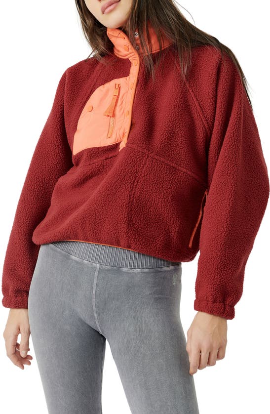 Free People Hit The Slopes Colorblock Pullover In Dark Red