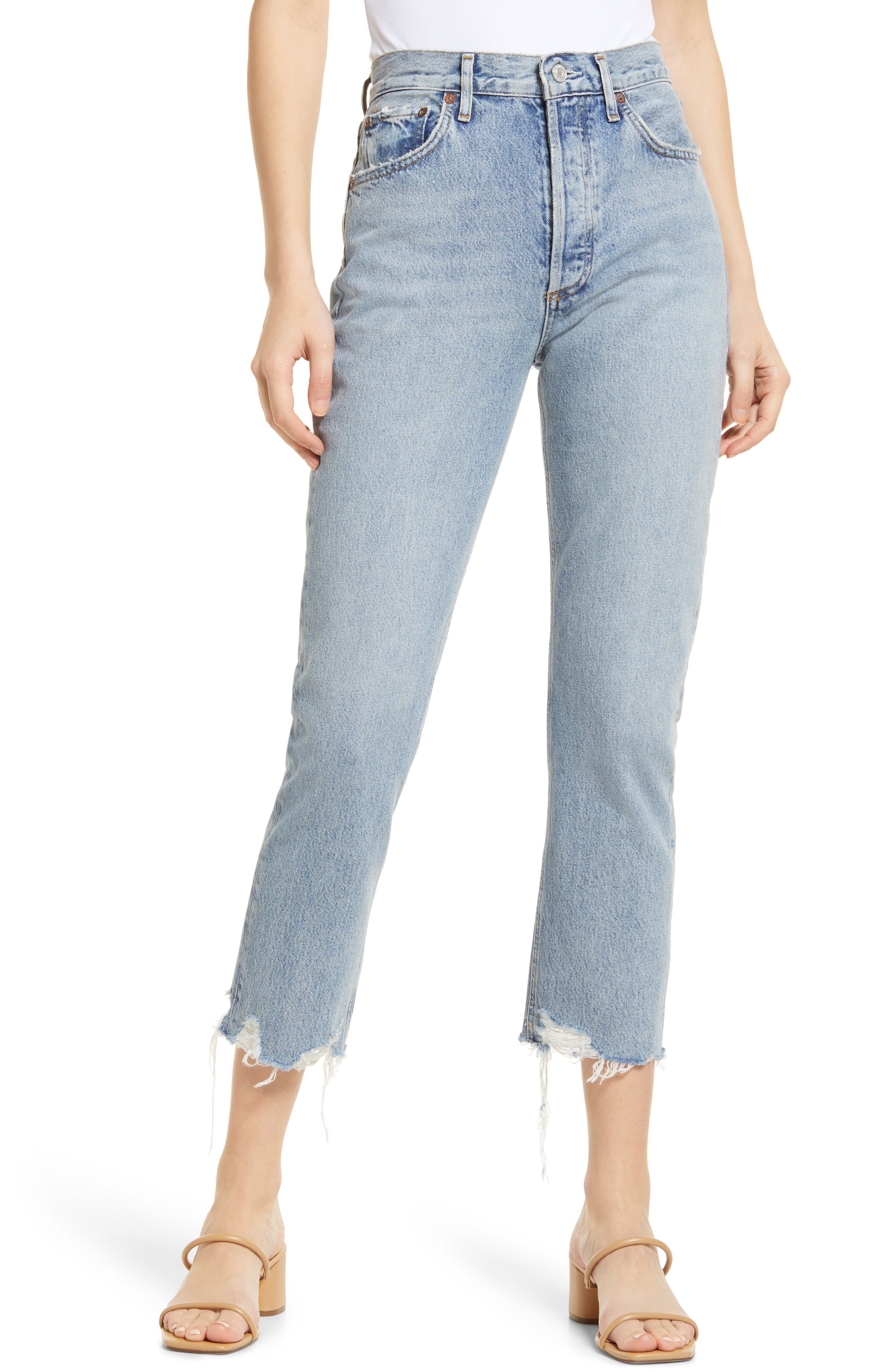 AGOLDE Riley High Waist Chewed Hem 