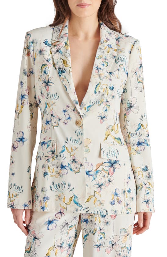 Shop Steve Madden Destiny Floral Print Blazer In Cream