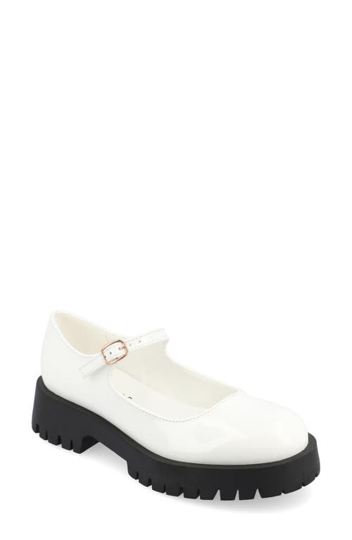 Journee Collection Kamie Mary Jane Platform Flat In Patent/white