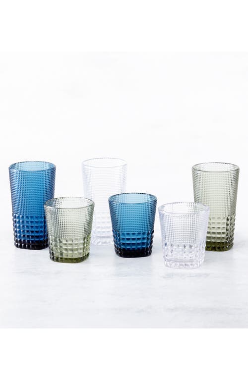 Fortessa Jupiter Set Of 6 Gold Rim Collins Glasses In Cornflower Blue