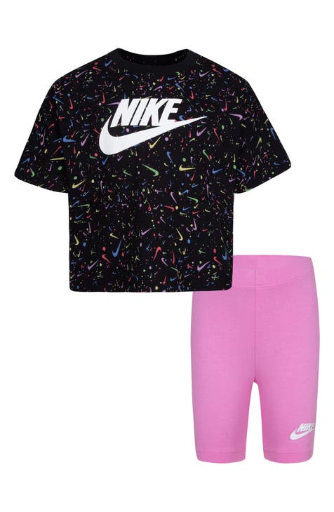 NIKE Girls' Little Kids' Nike T-Shirt and Bike Shorts Set