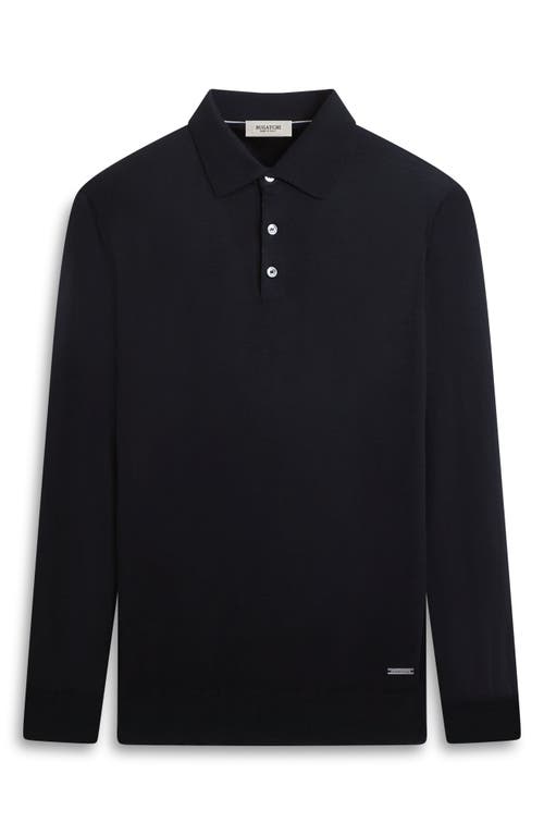 Shop Bugatchi Merino Wool Polo Sweater In Black