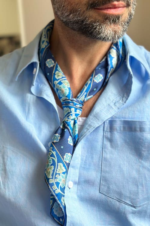 Elizabetta Ducati - Hand Rolled Silk Neckerchief In Marine Blue