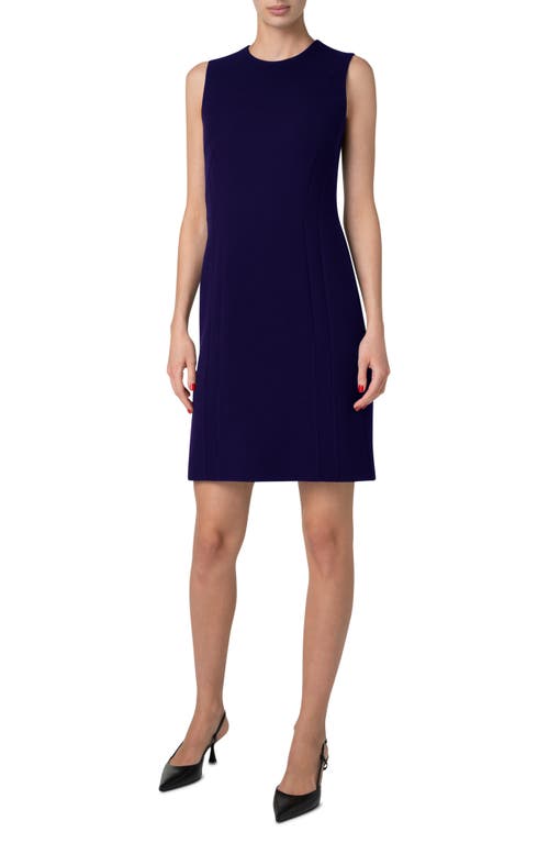 Shop Akris Sleeveless Double Face Wool Crepe Sheath Dress In Dark Purple