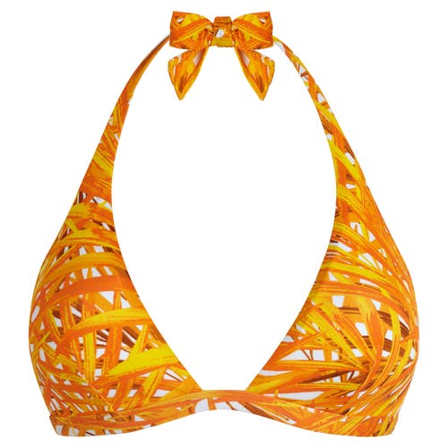 Shop Vilebrequin Palm Leaves Side Tie Jersey Bikini Top In Mangue