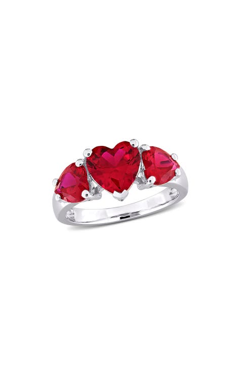 Heart Cut Created Ruby Ring