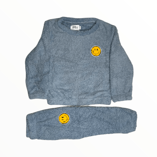 Shop Lola + The Boys Bright Smile Patch Fuzzy Set In Grey