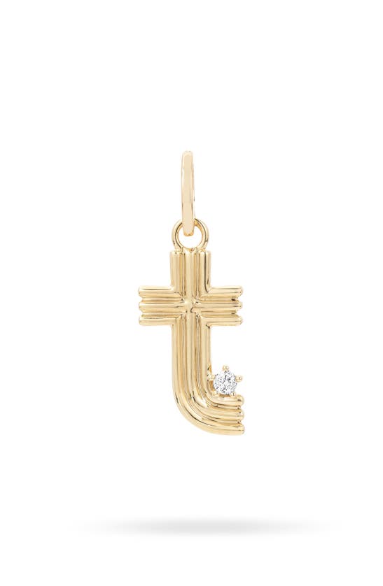 Adina Reyter Groovy Initial Diamond Pendant Charm In Yellow Gold - T