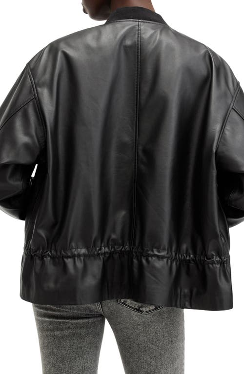 Shop Allsaints Sofi Leather Bomber Jacket In Black