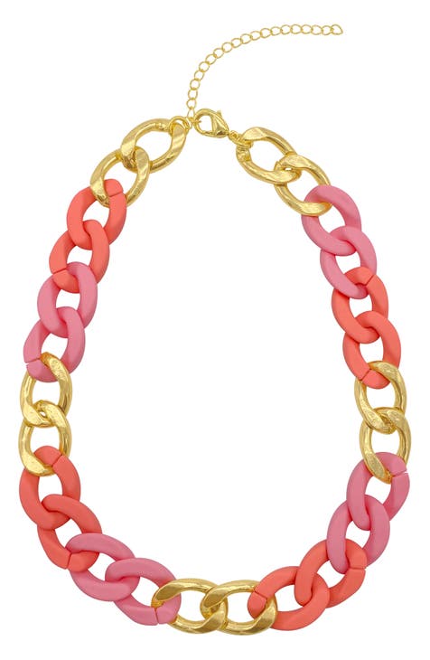 Pink Curb Chain Necklace