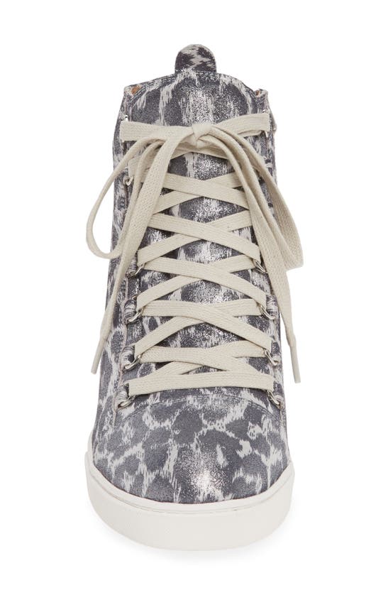 Linea Paolo Fenton Wedge Sneaker In Silver Suede