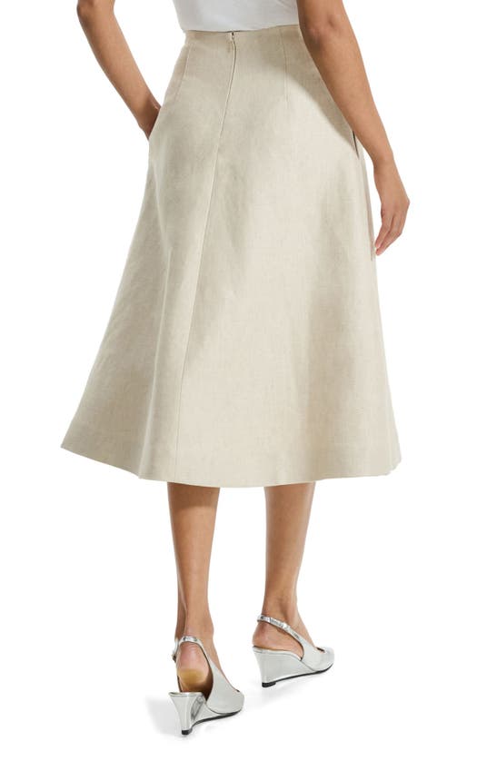 Shop Theory High Waist Linen A-line Skirt In Straw