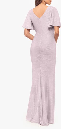 Quicksilver Flutter Sleeve Trumpet Gown