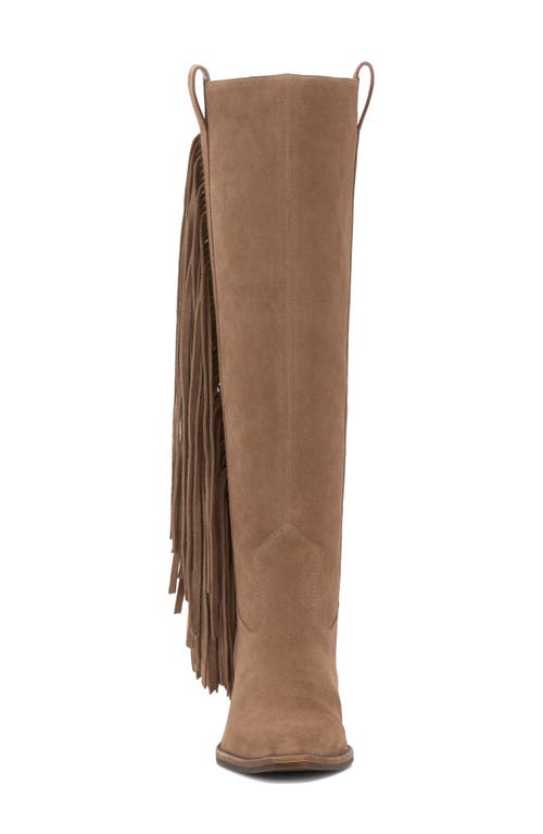 Shop Vince Camuto Pelia Fringe Knee High Boot In Oyster