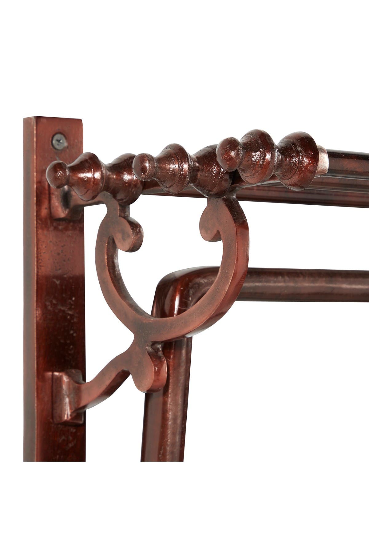 WILLOW ROW Copper Bathroom Wall Rack with Hooks and Rectangular Mirror